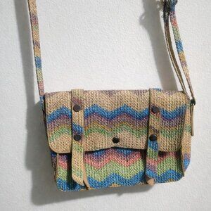 Boho Chevron Woven Crossbody Bag – Multicolor